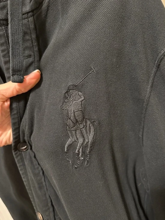 Polo by Ralph Lauren Black Hooded Lightweight Shirt Jacket - Picture 2 of 8